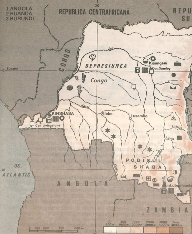  Republica Democrată Congo - harta fizică și economică