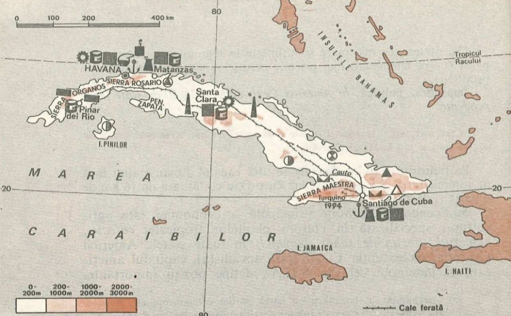 Cuba - Harta fizică și economică